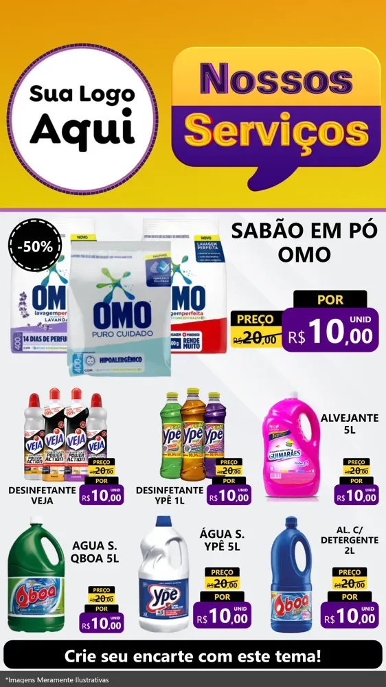 Modelo de Rede Social para Stories com o tema Nossos Serviços para Produtos de Limpeza