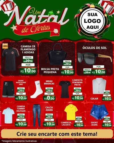 Modelo de Rede Social para Feed Instagram com o tema Um Natal de Ofertas para Roupas e acessórios