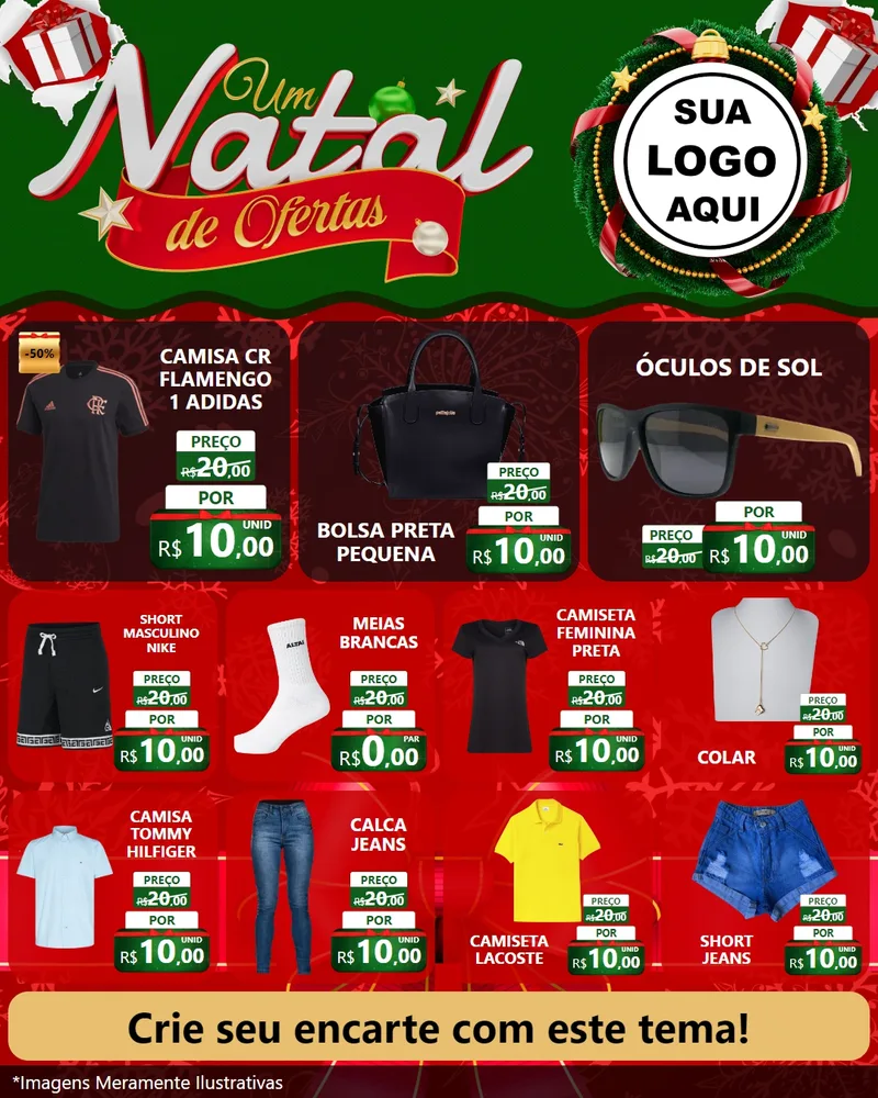 Modelo de Rede Social para Feed Instagram com o tema Um Natal de Ofertas para Roupas e acessórios