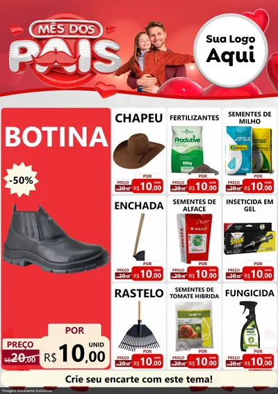 Modelo de Encarte para Encarte A4 Vertical com o tema Mês dos Pais para Agropecuária