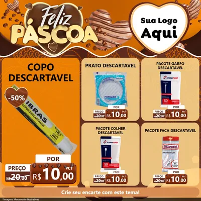 Modelo de Rede Social para Feed Facebook com o tema Feliz Páscoa para Embalagens