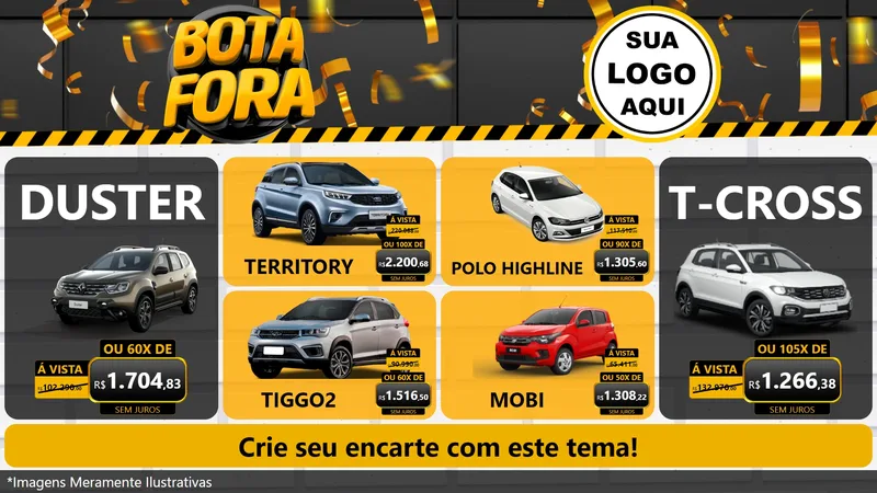 Modelo de TV para TV Horizontal com o tema Bota Fora para Concessionaria de Carros