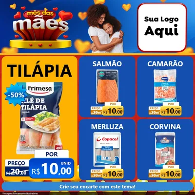 Modelo de Rede Social para Feed Facebook com o tema Mês das Mães para Peixaria