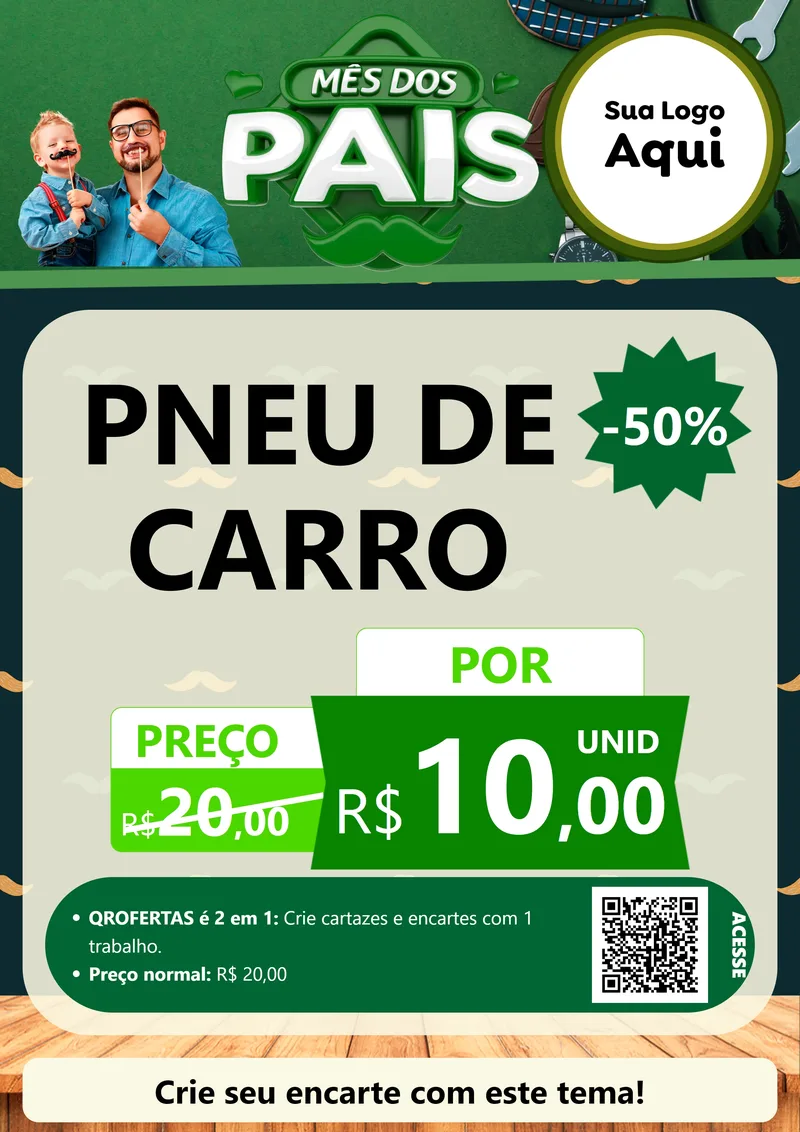 Modelo de Cartaz para Cartaz A4 Vertical com o tema Mês dos Pais para Auto peças