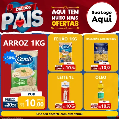 Modelo de Rede Social para Feed Facebook com o tema Dia dos Pais para Supermercado