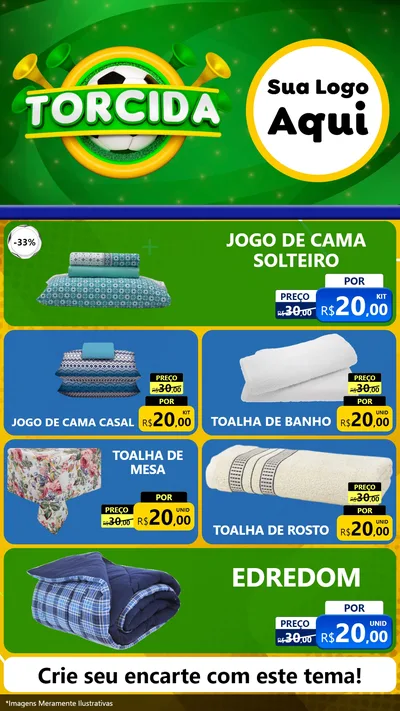 Modelo de TV para TV Vertical com o tema Torcida para Cama, Mesa e Banho