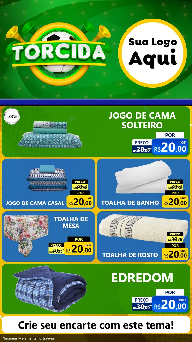 Modelo de TV para TV Vertical com o tema Torcida para Cama, Mesa e Banho