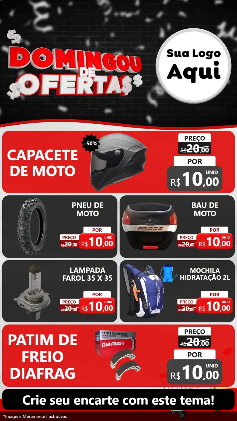 Modelo de TV para TV Vertical com o tema Domingou de Ofertas para Moto peças