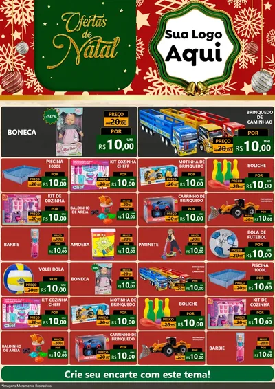 Modelo de Encarte para Encarte A4 Vertical com o tema Natal de Ofertas para Brinquedos