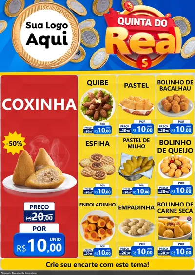 Modelo de Encarte para Encarte A4 Vertical com o tema Quinta do Real para Salgadaria