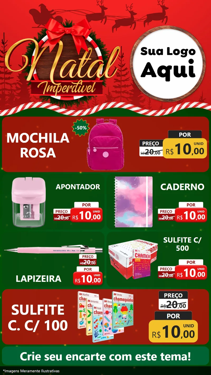 Modelo de TV para TV Vertical com o tema Natal Imperdível para Papelaria