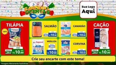 Modelo de TV para TV Horizontal com o tema Carnaval de Ofertas para Peixaria