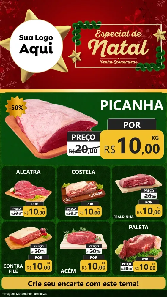 Modelo de Rede Social para Stories com o tema Especial de Natal para Açougue