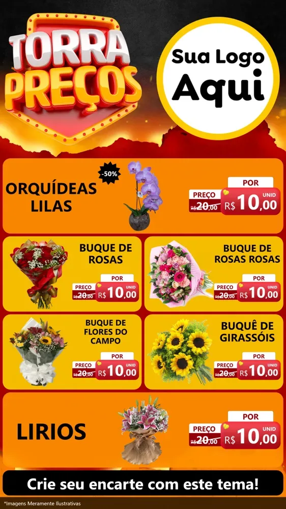 Modelo de TV para TV Vertical com o tema Torra Preços para Floricultura e jardim