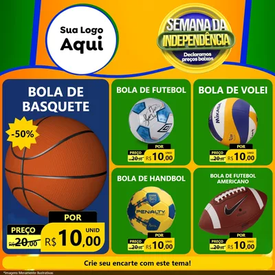 Modelo de Rede Social para Feed Facebook com o tema Semana da Independência Declaramos Preços Baixos para Artigos Esportivos