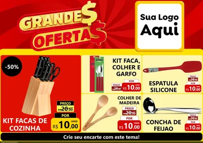 Modelo de Encarte para Encarte A4 Horizontal com o tema Grandes Ofertas para Utilidades Domésticas