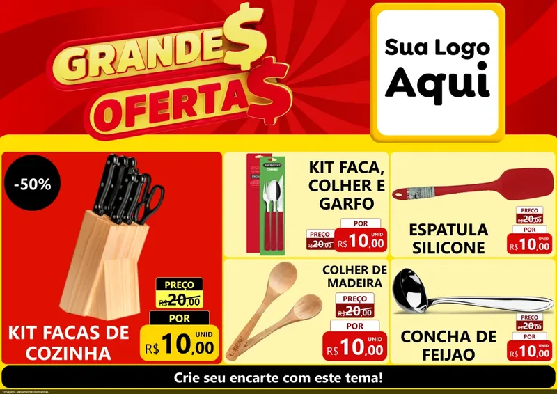 Modelo de Encarte para Encarte A4 Horizontal com o tema Grandes Ofertas para Utilidades Domésticas