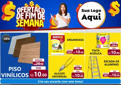 Modelo de Encarte para Encarte A4 Horizontal com o tema Ofertaço de Fim de Semana para Material para Construção