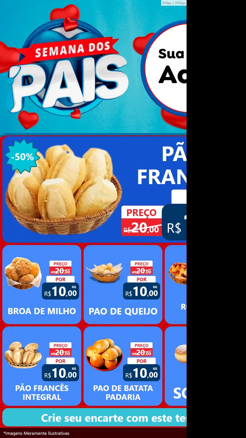 Modelo de Rede Social para Stories com o tema Semana Dos Pais para Padaria