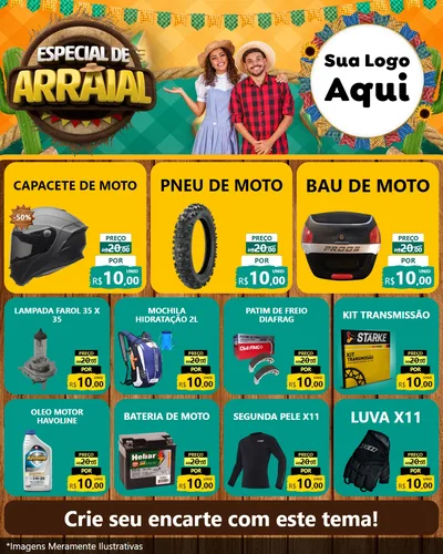 Modelo de Rede Social para Feed Instagram com o tema Especial De Arraial para Moto peças