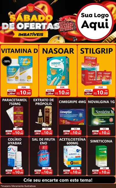 Modelo de Encarte para Encarte Grande com o tema Sábado de Ofertas Imbatíveis para Farmácia