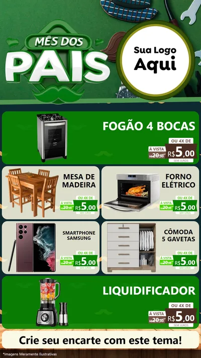 Modelo de TV para TV Vertical com o tema Mês dos Pais para Móveis e Eletro