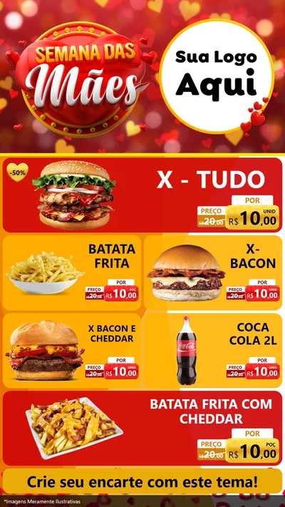 Modelo de TV para TV Vertical com o tema Semana das Mães para Hamburgueria