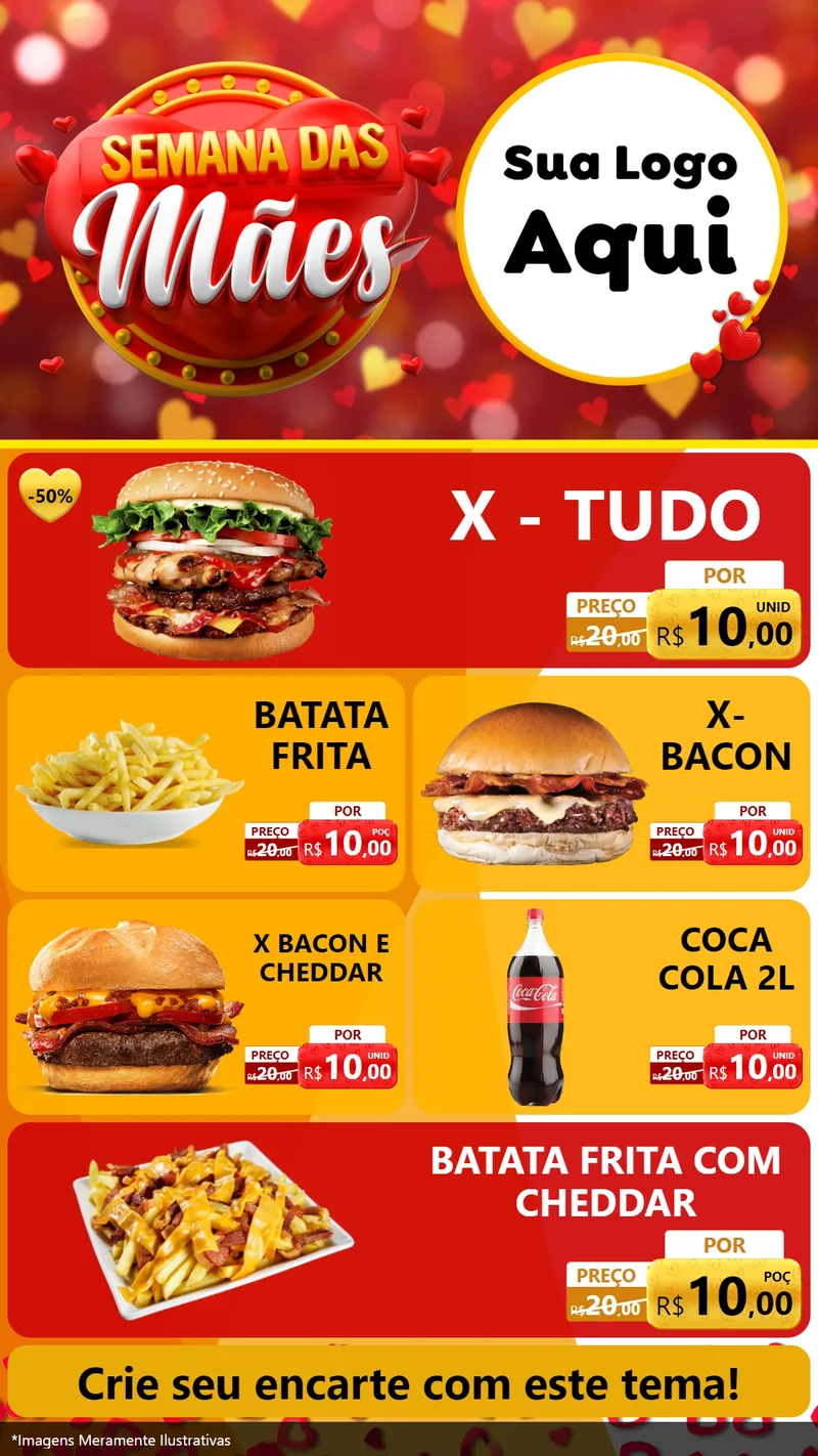 Modelo de TV para TV Vertical com o tema Semana das Mães para Hamburgueria