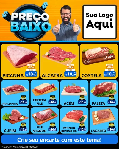 Modelo de Rede Social para Feed Instagram com o tema Preço Baixo para Açougue