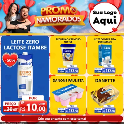 Modelo de Rede Social para Feed Facebook com o tema Promo dos Namorados para Frios e Laticínios