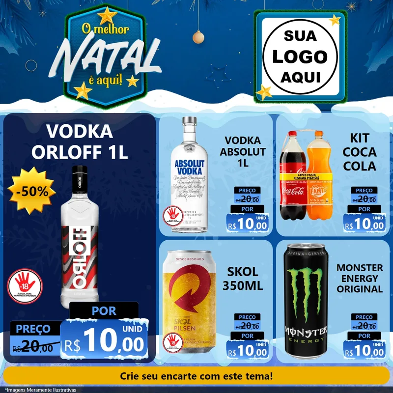 Modelo de Rede Social para Feed Facebook com o tema O Melhor Natal É Aqui! para Distribuidora de bebidas