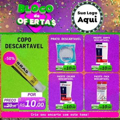 Modelo de Rede Social para Feed Facebook com o tema Bloco de Ofertas para Embalagens