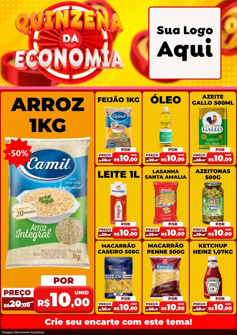 Modelo de Encarte para Encarte A4 Vertical com o tema Quinzena Da Economia para Supermercado