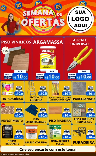 Modelo de Encarte para Encarte Grande com o tema Semana de Ofertas para Material para Construção