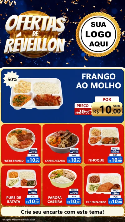 Modelo de Rede Social para Stories com o tema Ofertas de Réveillon para Restaurante