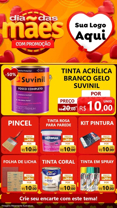 Modelo de Rede Social para Stories com o tema Dia das Mães com Promoção para Tintas e Ferramentas