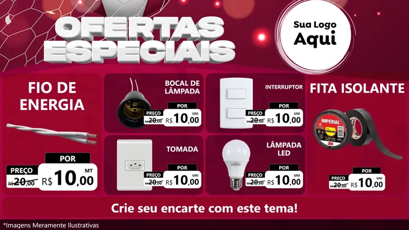 Modelo de TV para TV Horizontal com o tema Ofertas Especiais - Futebol para Materiais Elétricos