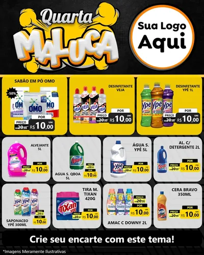 Modelo de Rede Social para Feed Instagram com o tema Quarta Maluca para Produtos de Limpeza