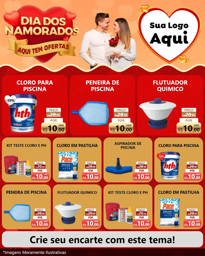 Modelo de Rede Social para Feed Instagram com o tema Dia dos Namorados - Aqui Tem Ofertas para Produtos para Piscina