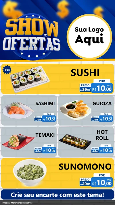 Modelo de TV para TV Vertical com o tema Show de Ofertas para Comida japonesa