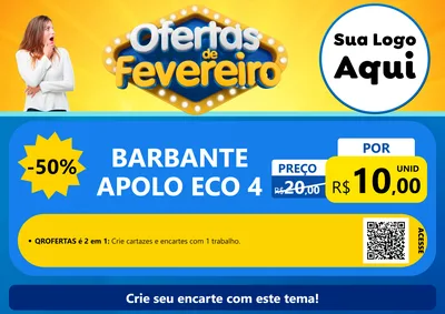 Modelo de Cartaz para Cartaz A4 Horizontal com o tema Ofertas de Fevereiro para Armarinho e Aviamentos