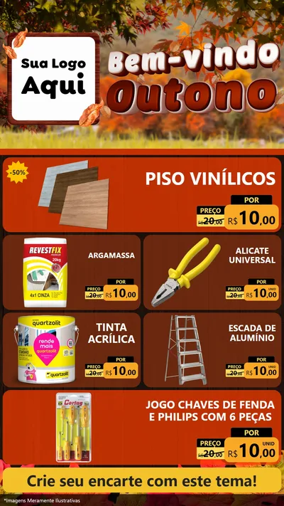 Modelo de TV para TV Vertical com o tema Bem-vindo Outono para Material para Construção