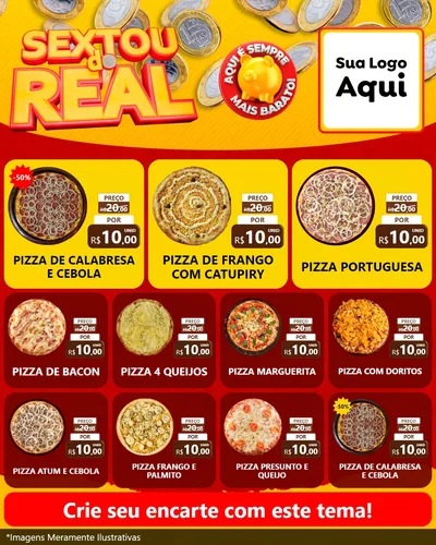 Modelo de Rede Social para Feed Instagram com o tema Sextou do Real para Pizzaria