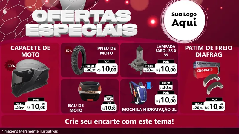 Modelo de TV para TV Horizontal com o tema Ofertas Especiais - Futebol para Moto peças
