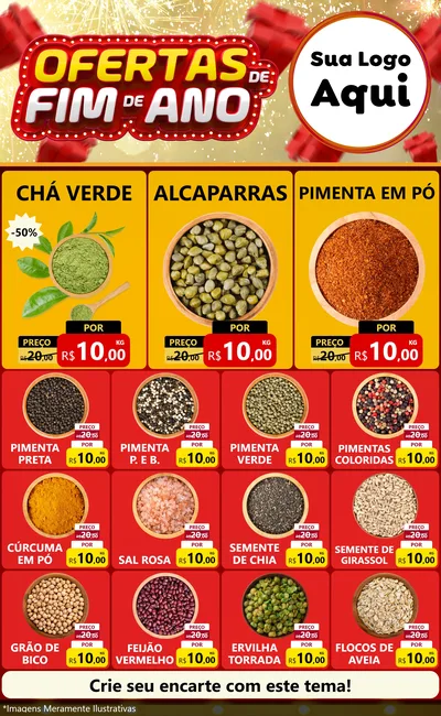 Modelo de Encarte para Encarte Grande com o tema Ofertas de Fim de Ano para Produtos Naturais