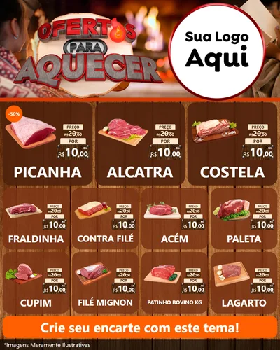 Modelo de Rede Social para Feed Instagram com o tema Ofertas Para Aquecer para Açougue