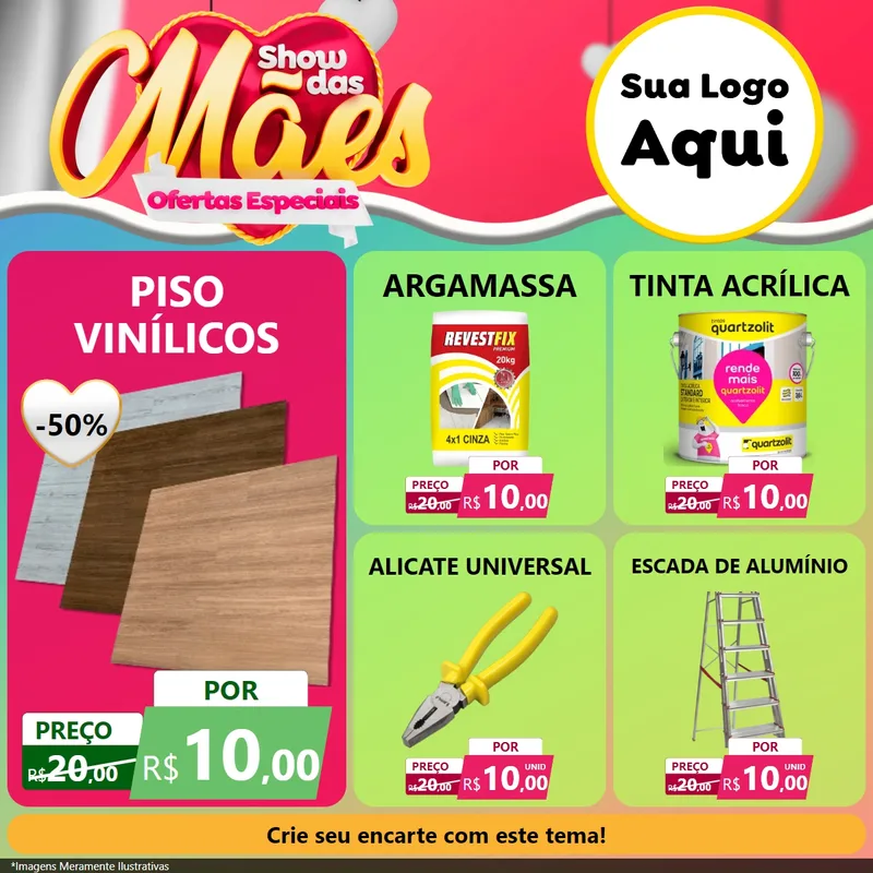 Modelo de Rede Social para Feed Facebook com o tema Show das Mães - Ofertas Especiais para Material para Construção