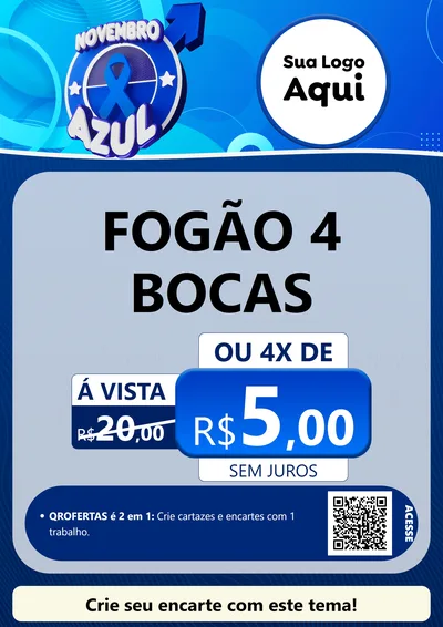 Modelo de Cartaz para Cartaz A4 Vertical com o tema Novembro Azul para Móveis e Eletro