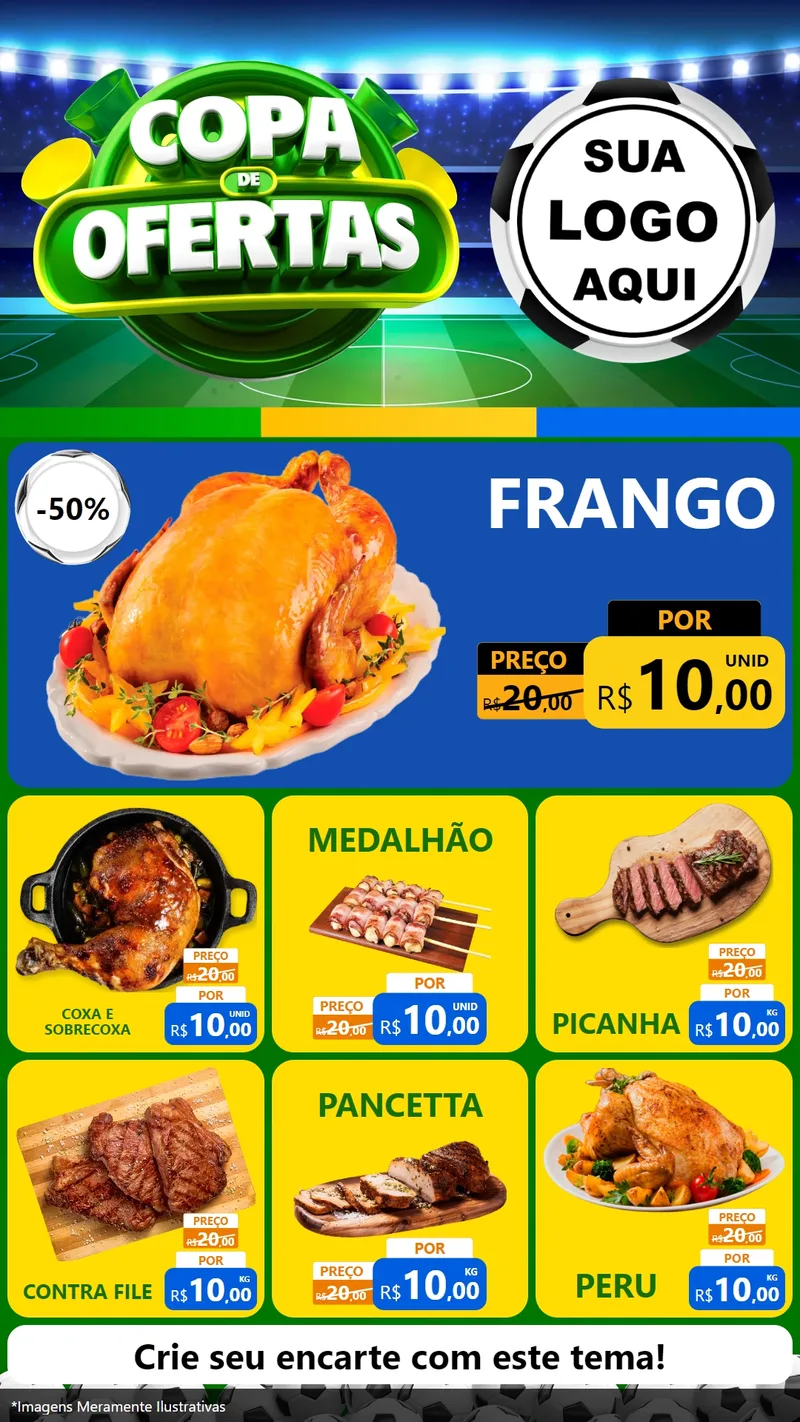 Modelo de Rede Social para Stories com o tema Copa de Ofertas para Assados