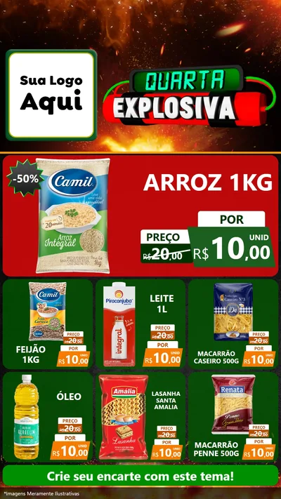 Modelo de Rede Social para Stories com o tema Quarta Explosiva para Supermercado